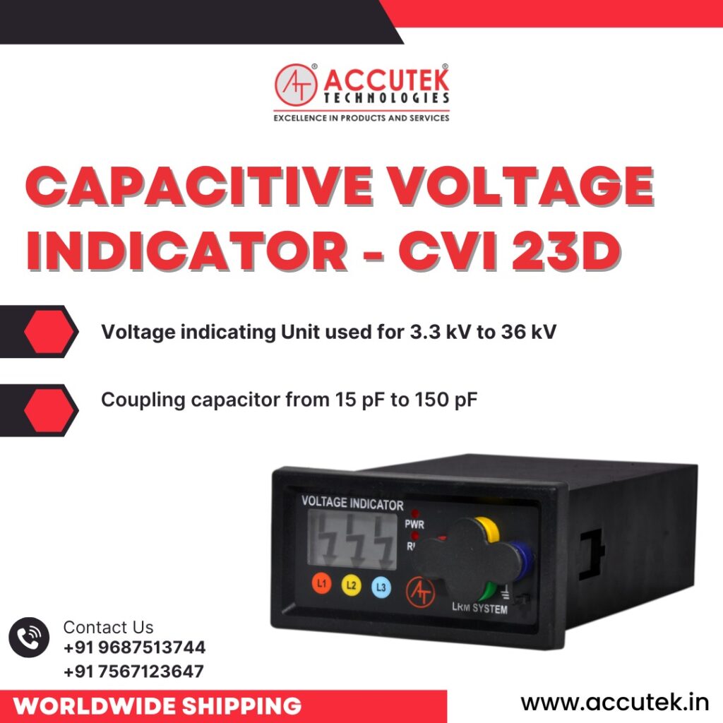 Accutek CVI 23D: Reliable Non-Contact Voltage Indicator for Medium Voltage Systems Discover the Accutek CVI 23D Capacitive Voltage Indicator, providing safe and reliable non-contact voltage detection for 3.3kV to 36kV medium voltage switchgear.